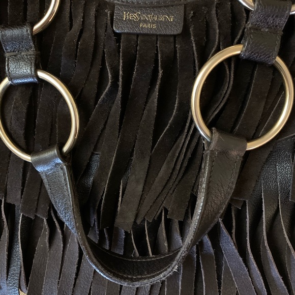 Saint Laurent Bags Yves Saint Laurent Black Suede Fringe Bag Ysl